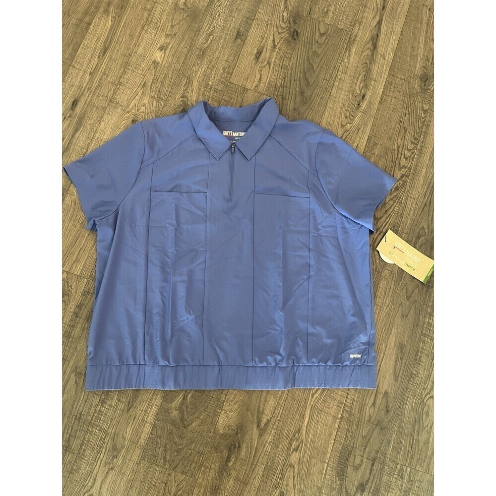 Grays Anatomy Womens Scrub Top 3X Elastic Waist Evolve Stretch 1/4 Zip 2 Pocket